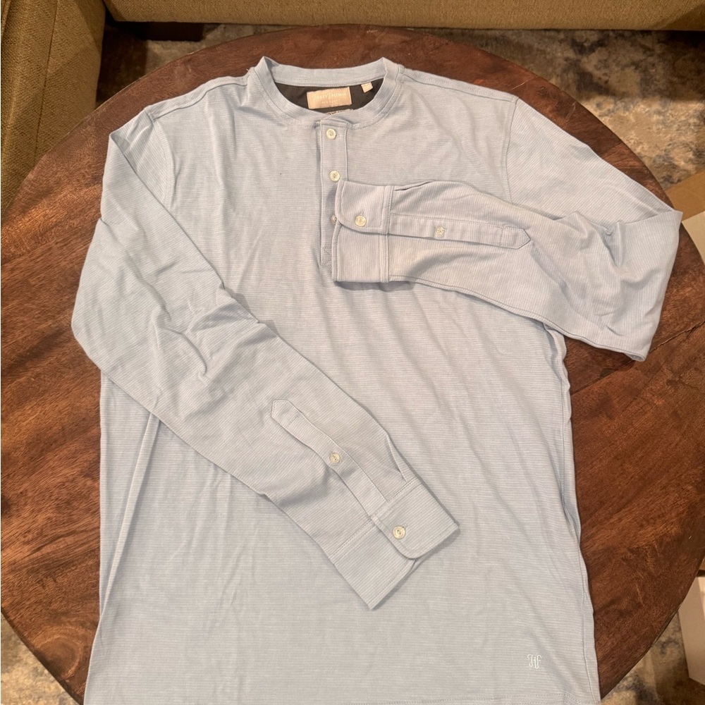 Hickey Freeman Blue Casual Henley Shirt